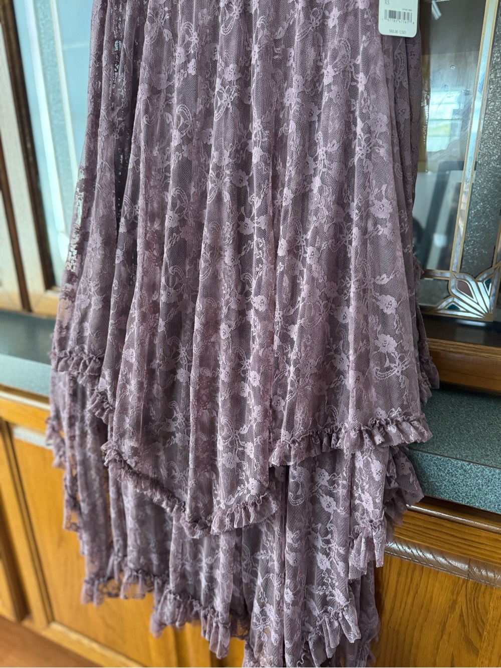 Free People Dusty Mauve Lace High-Low Tiered Skirt - Picture 3 of 3